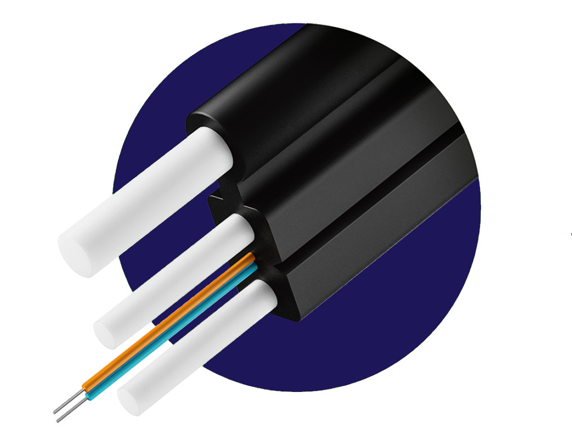 Оптический дроп кабель FTTH, 2ов, G657A1, усилен стеклопрутками FRP с  ВСЭ (FRP)